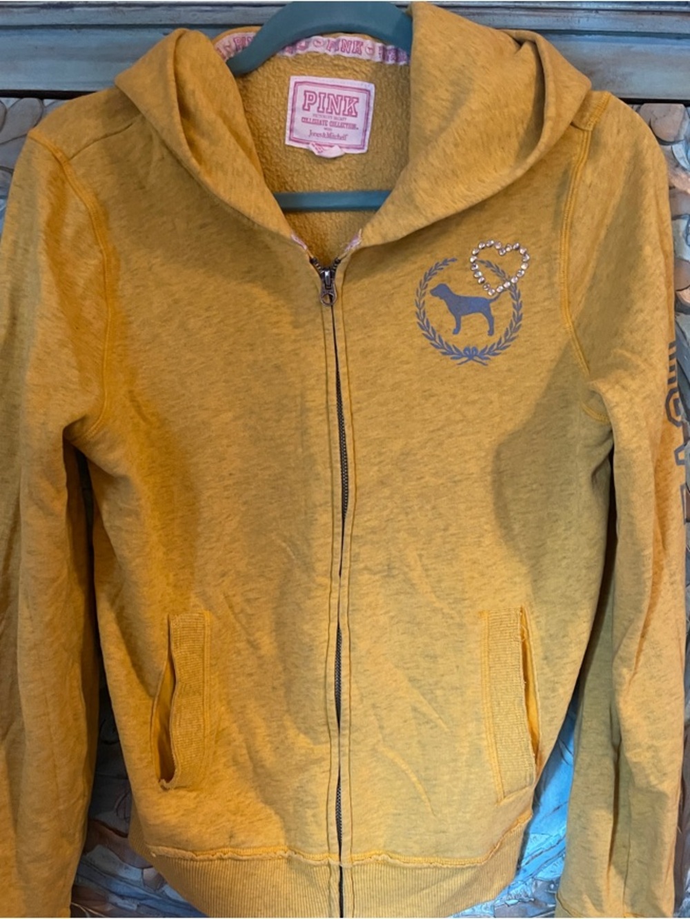PINK Victoria's Secret Jones & Mitchell Yellow Full-Zip Hoodie vintage
